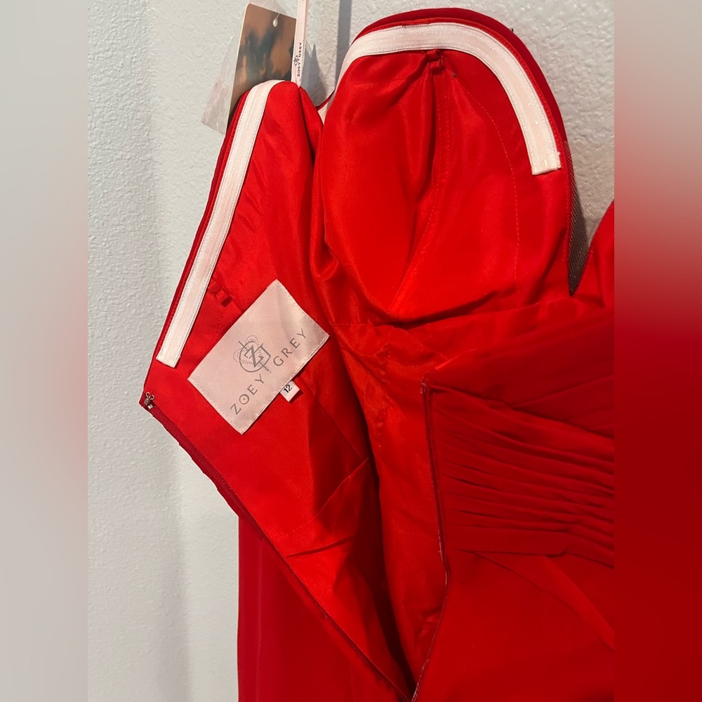 Zoey Grey gorgeous prom bridesmaid red gown Sz 12 - Picture 4 of 6